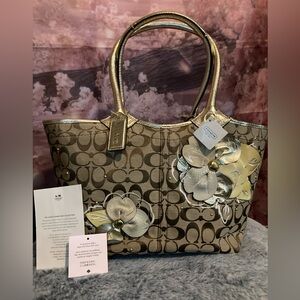 Coach and Four Brown Floral Tote Bag